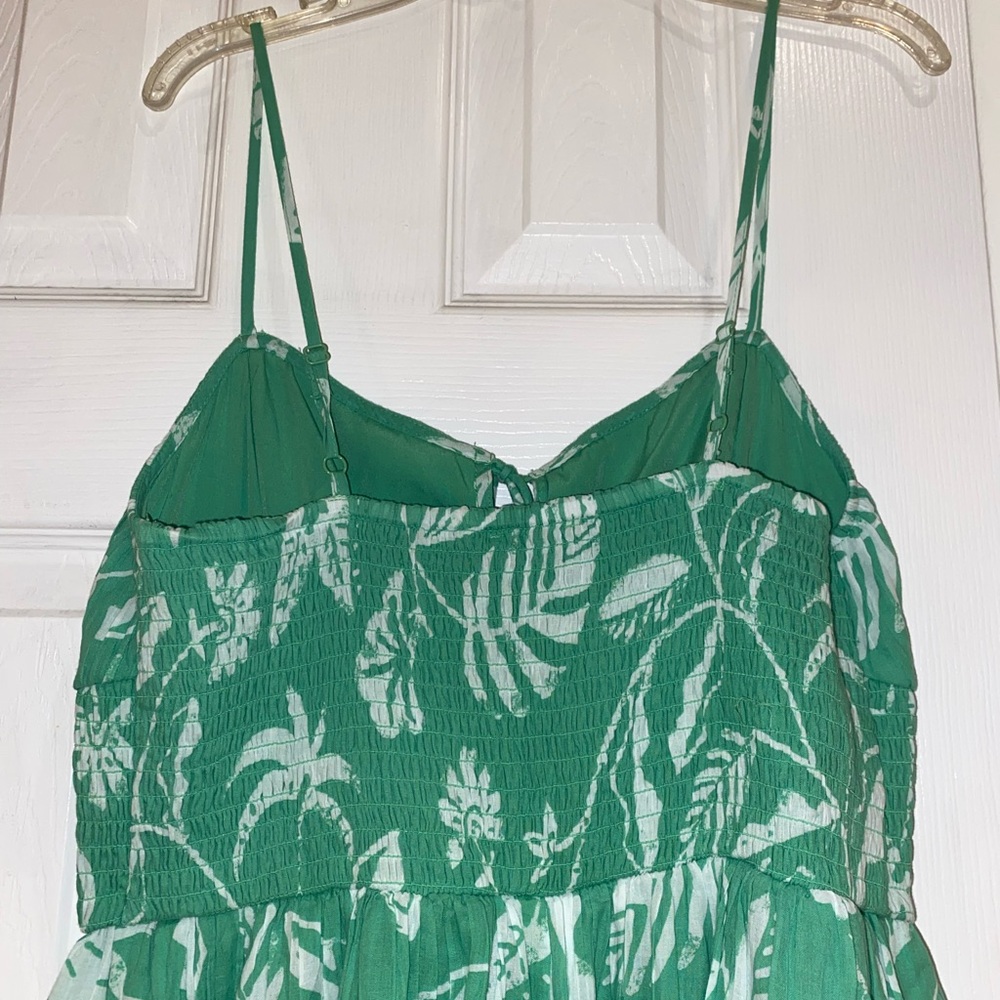 American Eagle Outfitters Spaghetti Straps Green & White Ruffle Sundress, Size M - Picture 4 of 12